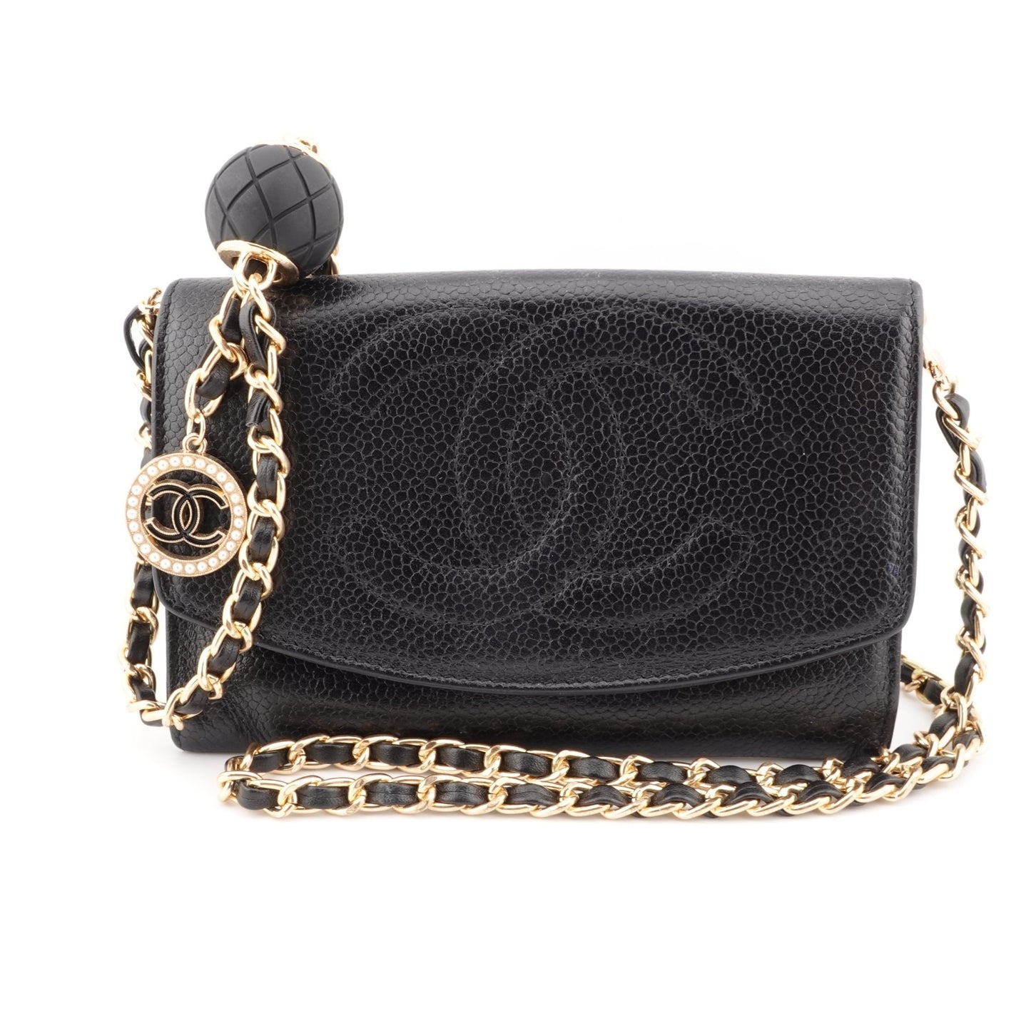 CHANEL Caviar Timeless Compact Wallet on Adjustable Chain - Bag Envy