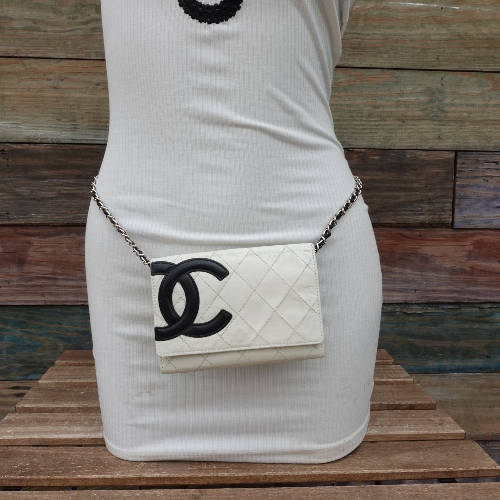 CHANEL Lambskin Cambon Compact Wallet On Adjustable Chain - Bag Envy
