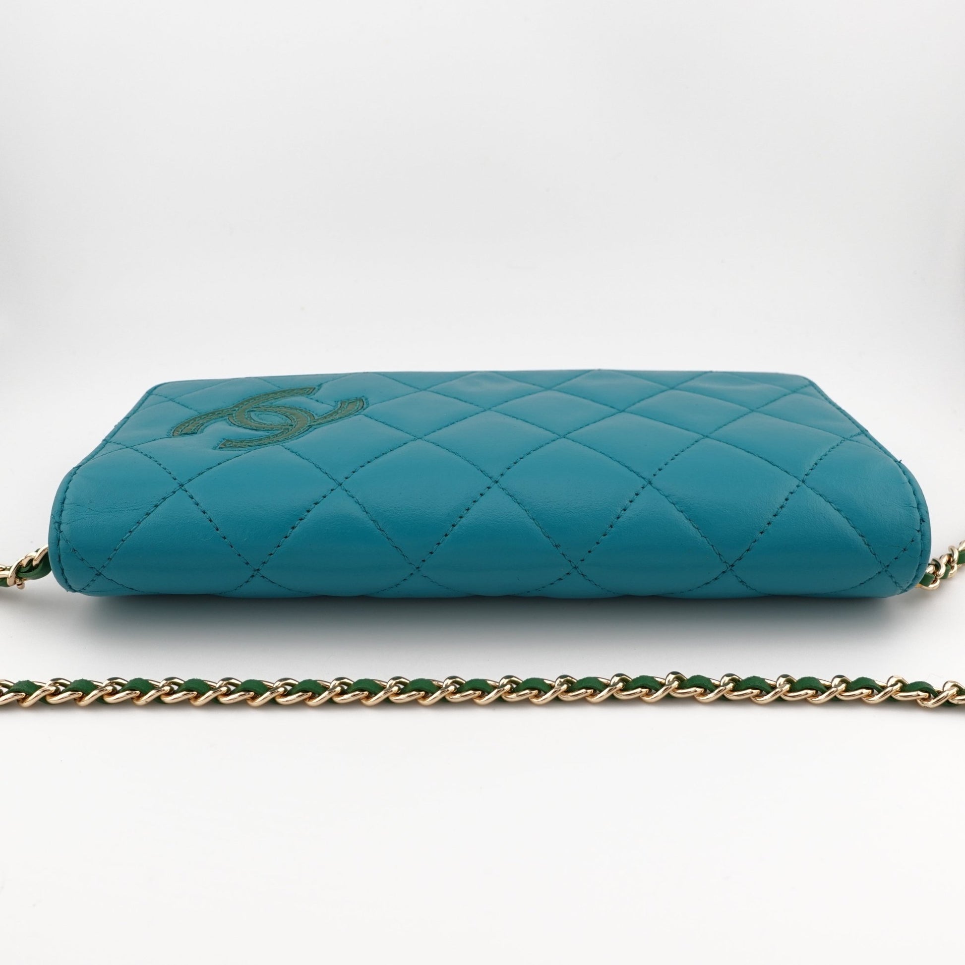CHANEL Lambskin CC Diagonal Long Flap Wallet on Chain - Bag Envy