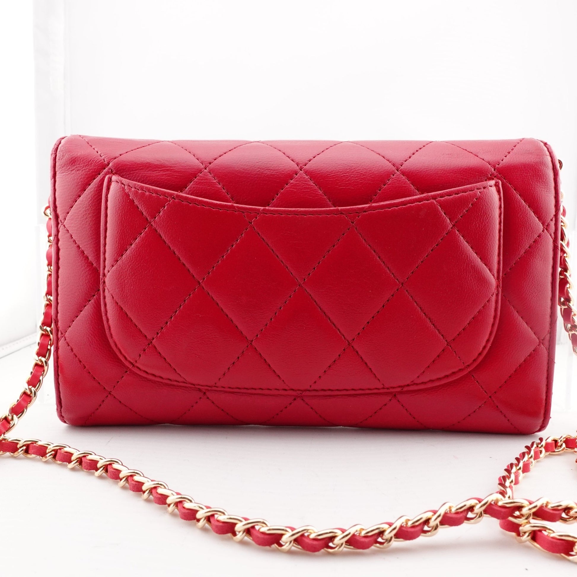 CHANEL Lambskin Classic Flap Wallet With Chain - Bag Envy