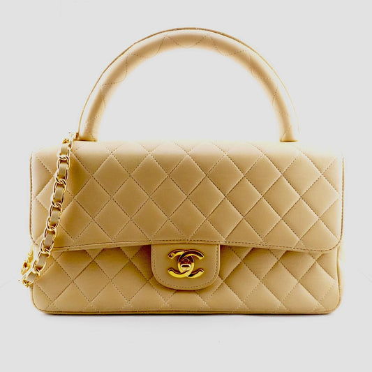 CHANEL Lambskin Top Handle Classic Flap with Chain - Bag Envy