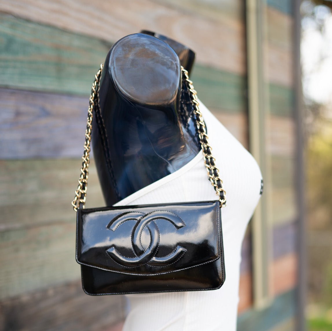 CHANEL Patent Leather Timeless Clutch on Chain - Bag Envy