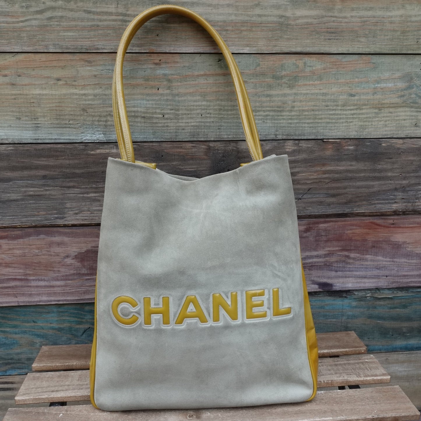 CHANEL Suede and Patent Leather Camellia Tote - Bag Envy