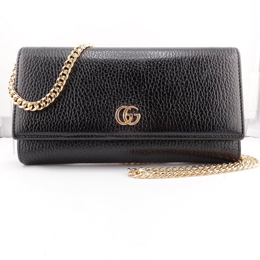GUCCI Grained Leather GG Marmont Wallet On Chain - Bag Envy