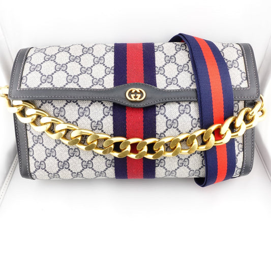GUCCI Large GG Supreme Ophidia Clutch with Strap & Chain - Bag Envy
