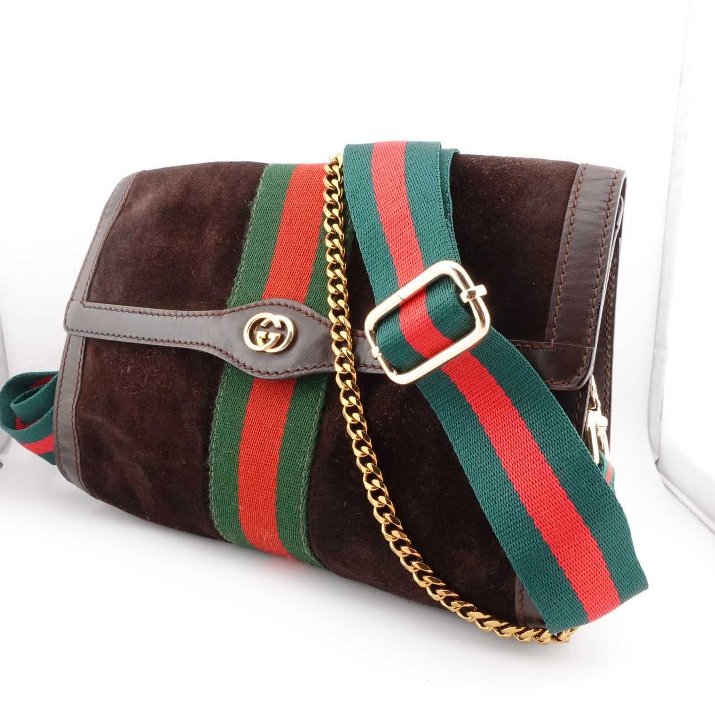 GUCCI Medium Suede Ophidia Clutch with Strap & Chain - Bag Envy