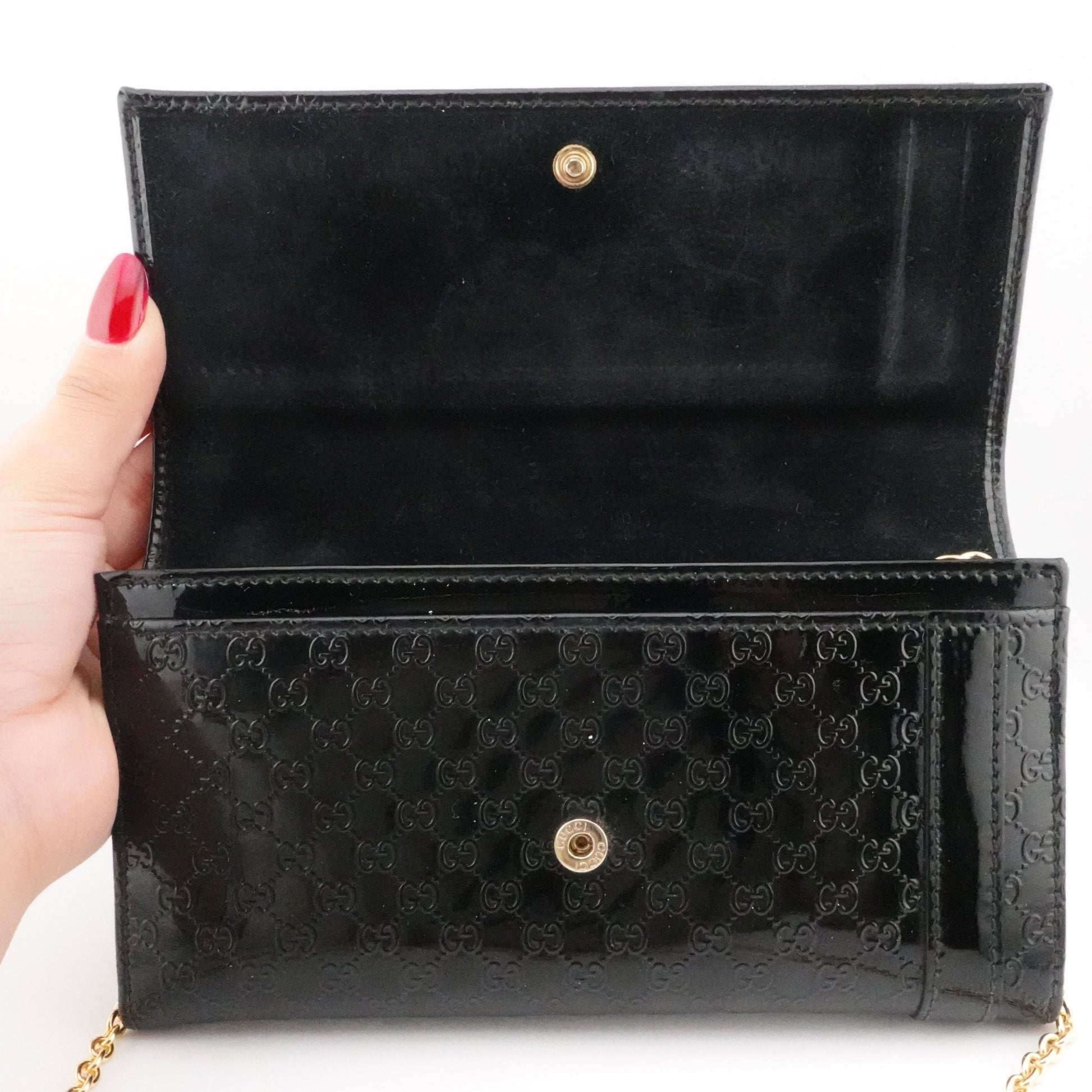 GUCCI Patent Guccissima Wallet On Chain - Bag Envy