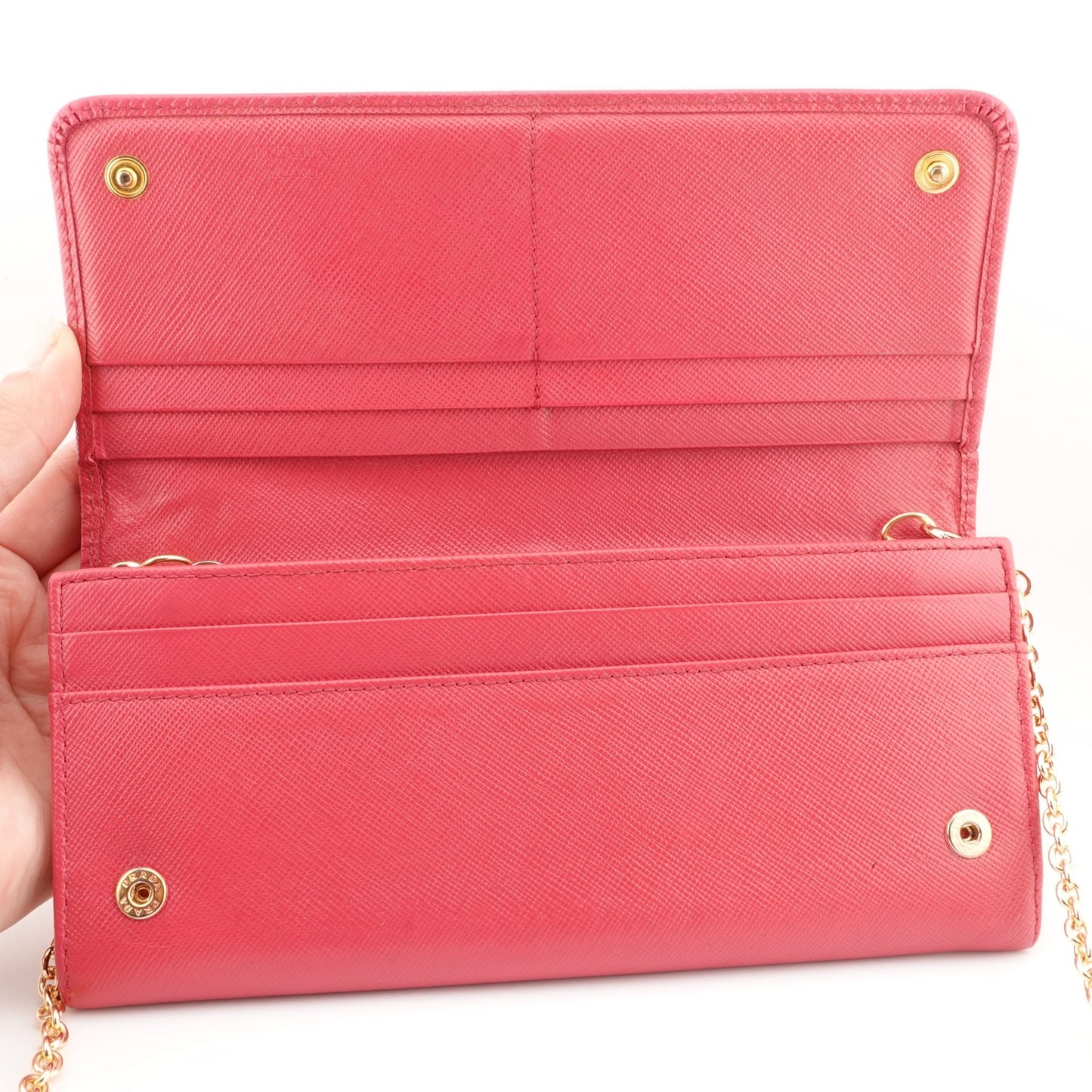PRADA Saffiano Leather Wallet on Chain - Bag Envy