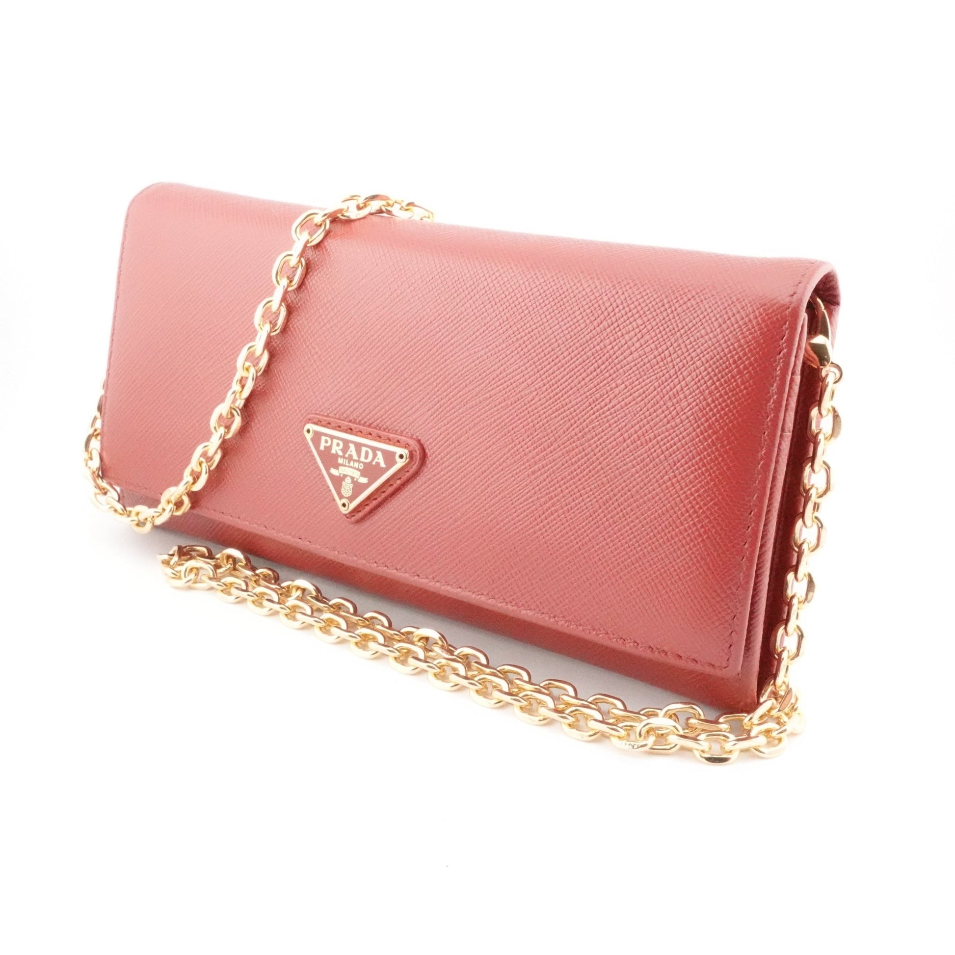 PRADA Saffiano Leather Wallet/Card Holder on Chain - Bag Envy